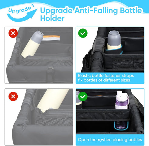 W1,W2) Stroller Snack Tray with Anti-Falling Bottle Holders for Wonderfold Wagon,Waterproof Faux Leather Interior,Easy