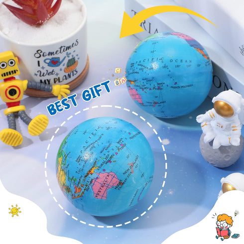 50 Pcs Globe Stress Balls - 3 Inch Mini World Stress Balls for Educational Classroom Party Favors