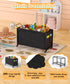 100L Large Kids Toy Box with Wheels, Storage Organizer for Toddlers, Black Toy Storage Bin for Stuffed Animals