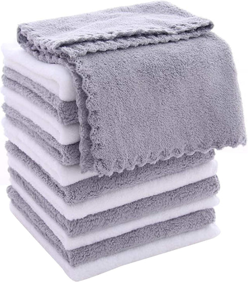 12 Pack 12x12 Inches Spotted Play Baby Washcloths - Extra Absorbent and Soft Wash Clothes for Newborns, Infants