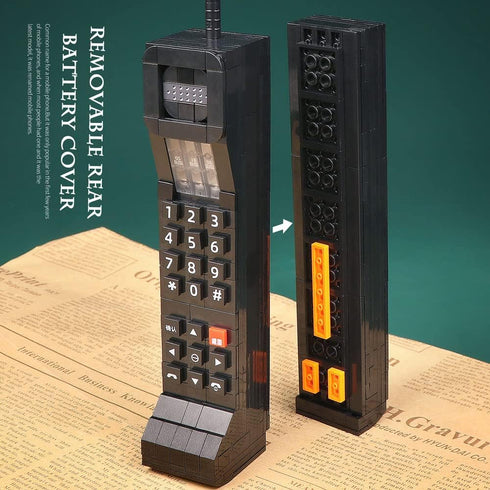 Vintage Telephone Mobile Phone Building Blocks, 489PCS with Holder, Collectible Gift for 6+ Children and Adults