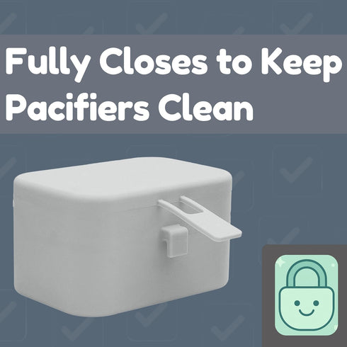 2 Baby's Aid Silicone Pacifier Case, No Open Slot with Patented Closure, Dishwasher Safe, Attaches to Diaper Bag