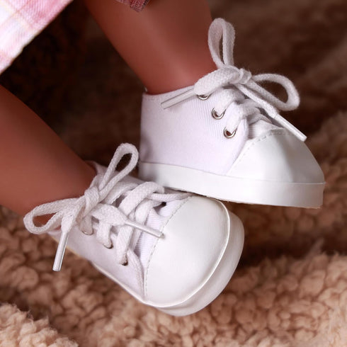 17-22 Inch BABESIDE Reborn Baby Doll Shoes, Baby Doll Accessories Doll Canvas Shoes with Laces for Realistic Babydolls