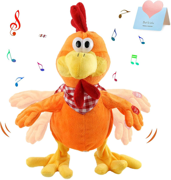 Houwsbaby 15" Electronic Squawking Chicken Toy, Easter Chicken Stuffed Animal Interactive Musical