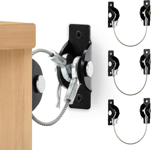 Furniture Anchors Anti-Tip Kit (4 Pack) for Baby Proofing, Secure 400 lbs Cabinet with Wall Anchor Safety Strap