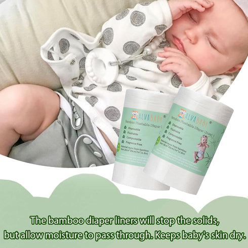 11.8 7.1 Inch 1 400 ALVABABY Diaper Liners for Baby Cloth Diaper Flushable Disposable Natural Soft Fragrance Free