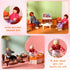 83 Set 8 5 HyDren Pcs Wooden Dollhouse Furniture with Flexible Dolls for Rooms Kits Kitchen, Dining, Living Room