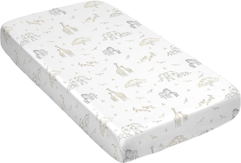 Sweet Jojo Designs Jungle Safari Animals Boy Girl Gender Neutral Baby Satin Fitted Crib Sheet Infant Newborn Nursery