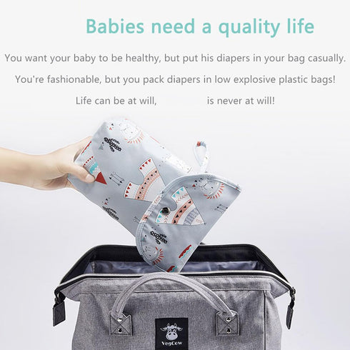 FANSHINUO Diaper Storage Bag Portable Large Capacity for Travel Organizers Oxfords Fabric Diaper Bag