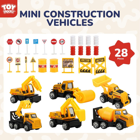 28 3-5, TOY Life PCS Construction Toys for boy Age Small Construction Vehicles, Sandbox Toy for Boys, Small