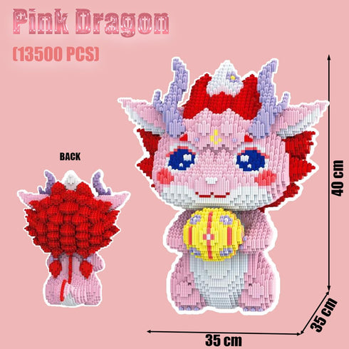 HONLANCH Animal Pink Dragon Micro Building Blocks Set - 13500PCS Gift for Adults and Kids