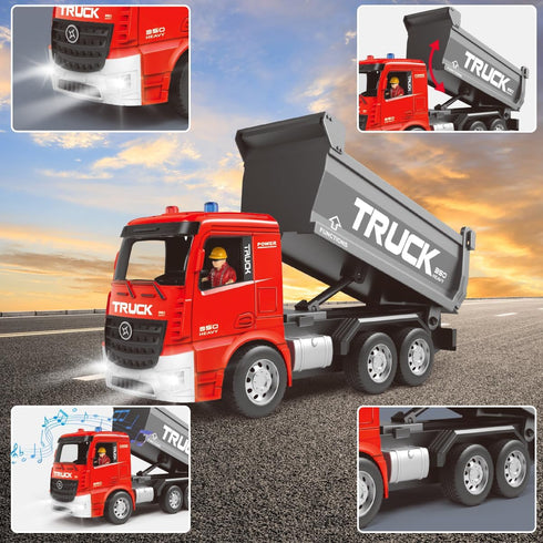 Leopmase Set Set Remote Control Excavator and Dump Truck Toy - RC Excavator and Dump Truck with Lights and Sounds