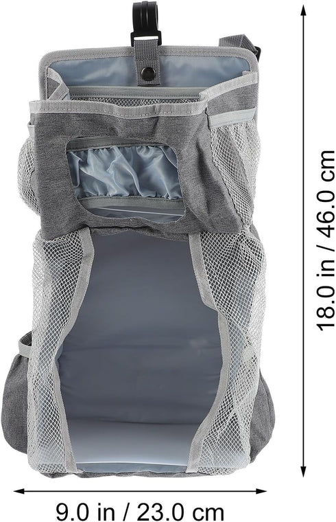 Large Gray Snowflake Hanging Diapers Bag and Crib Diaper Stacker, Nursery Hanging Organizer with Handlebar for Bedside