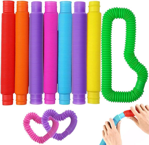Vanblue Large 8 Pcs Pop Tubes, Sensory Fidget Tubes, Toddler Toys Party Favors, Anxiety Stress Relief for Kids, Adults