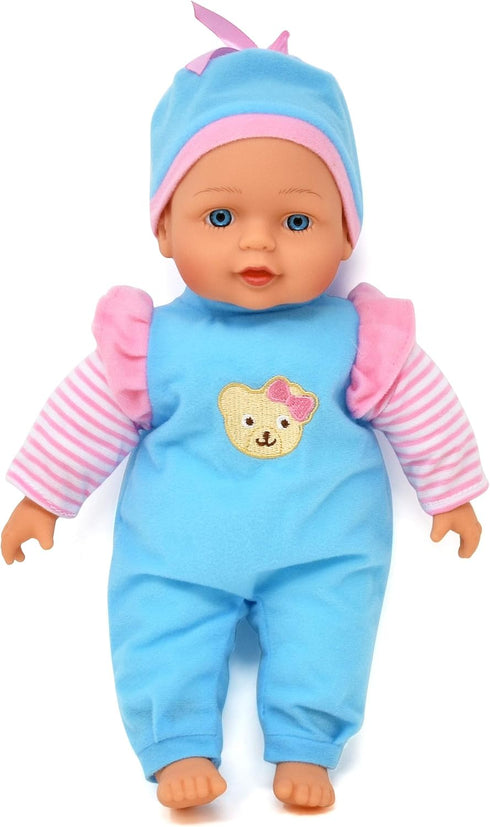 13" Soft Baby Doll with Take Along Pink Doll Backpack Carrier, Briefcase Pocket for Doll Accessories