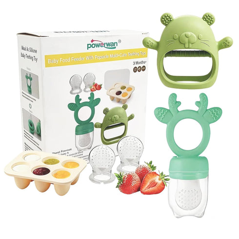 Powerwan Baby Fruit Feeder with Popsicle Mold Cute Teething Toys Silicone Teethers for