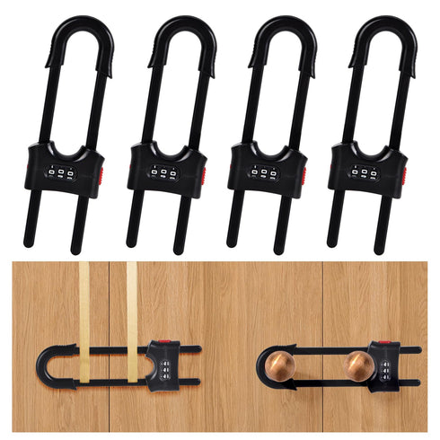 4 Pack U-Shaped Sliding Cabinet Locks - Adjustable Multifunctional Child Safety Lock for Home Cabinets and Doors