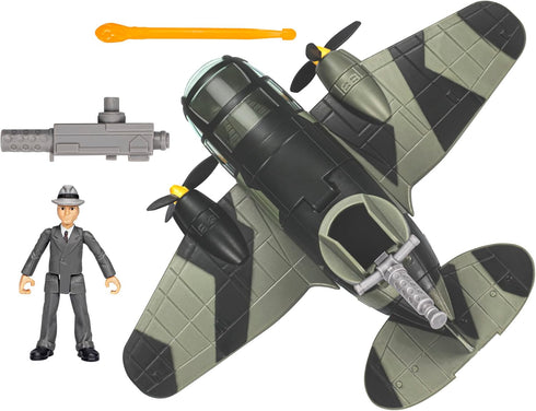 Indiana Jones Worlds of Adventure Doctor Juergen Voller with Plane Action Figure Set, 2.5-inch