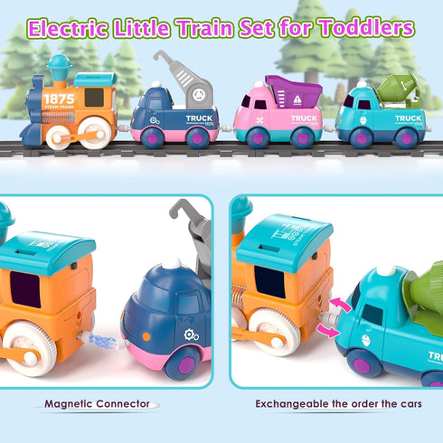 Dynffur Set 2-4, 2 3 4 5 2-5 Electric Train for Toddler Control Music Train Toy with Light, Tracks, Toddler Toys