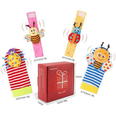 Bloobloomax Baby Rattles Toys for 0-12 Month, Infant Girl Boy Toys Set with Wrist Rattle Socks