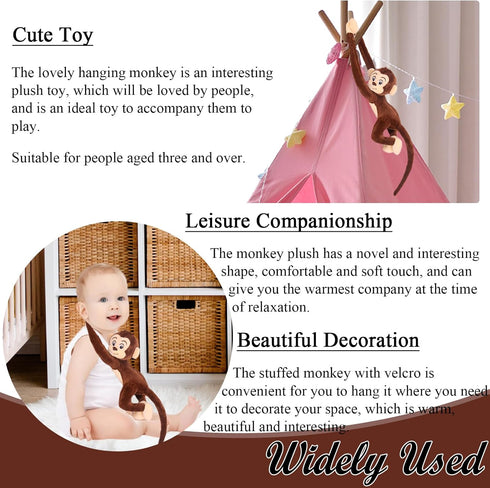 35.4" Hanging Monkey Plush, Cute Brown Stuffed Animal Toy for Kids Adults