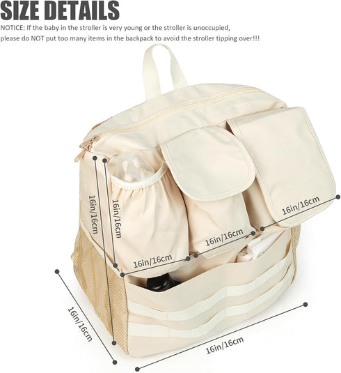 2-in-1 Backpack,Insulated Stroller Organizer Baby Diaper Bag Bottle Holder,Wipes and Phone Pocket,Shoulder Strap