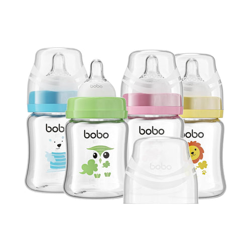 YOHKOH Glass Baby Bottles with Slow Flow Nipple, Newborn Anti-Colic Baby Bottles
