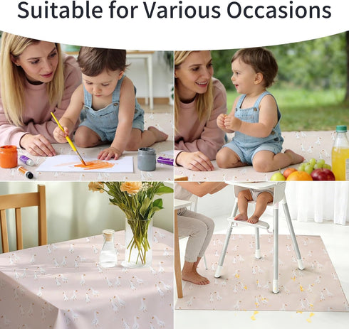CoolaPeach 43"x 43") Splat Mat for Under High Chair/Arts/Crafts, Washable Baby Spill Mat Waterproof Non-Slip Floor