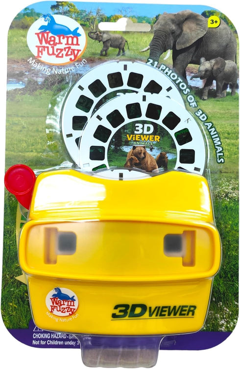 WARM FUZZY Toys 3D Viewfinder (Zoo Animals) - Classic Retro Slide Viewer with 3 Reels, 21 High Definition Images