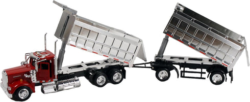 NewRay 1/43 W900 D/C Kenworth Double Dump Truck, Color May Vary