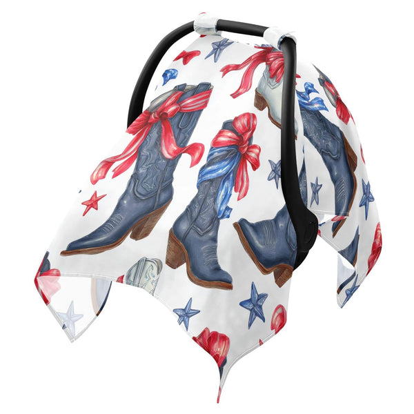 Mazeann July 4th Cowgirl Boots Car Seat Cover Baby Breathable Soft Infant Carseat