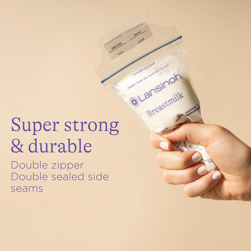 Lansinoh Breastmilk Storage Bags, 100 Count, Easy to Use for Feeding, Baby Essentials, Presterilized, Hygienically