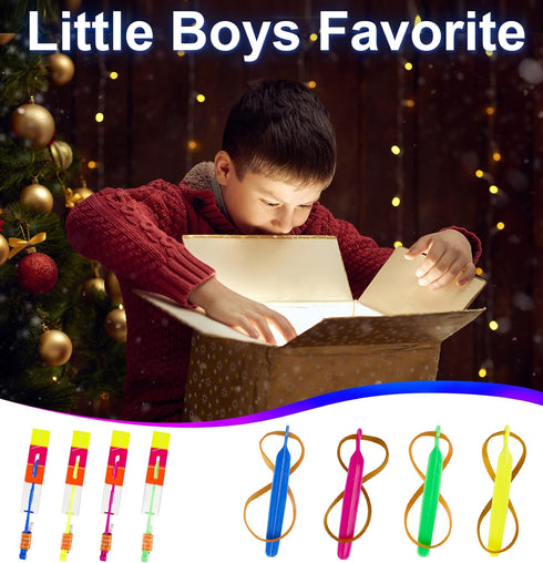60pcs LED Arrow Helicopter Flying Toy, Elastic Slingshot Flying Copters for Kids Summer Day Party Favors