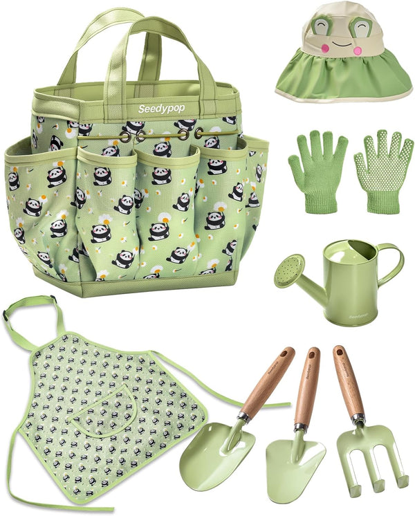 Handmade Kids Gardening Tools Set - 8Pc Artisan Garden Kit with Real