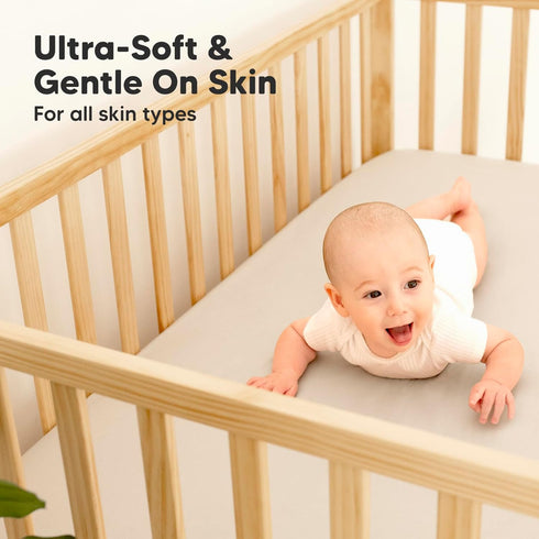 2-Pack 52x28 KeaBabies Waterproof Baby Crib Sheets for Boys, Girls - Viscose Derived from Bamboo Toddler Bed Sheet