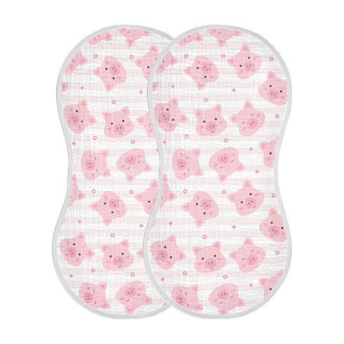 KICPOAY Muslin Baby Burp Cloths, Pink Pigs Stripes Muslin Baby Rags Comfy Soft
