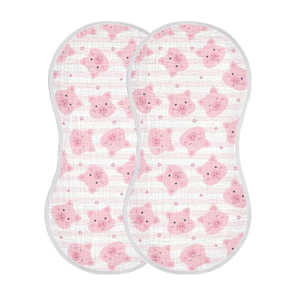 KICPOAY Muslin Baby Burp Cloths, Pink Pigs Stripes Muslin Baby Rags Comfy Soft