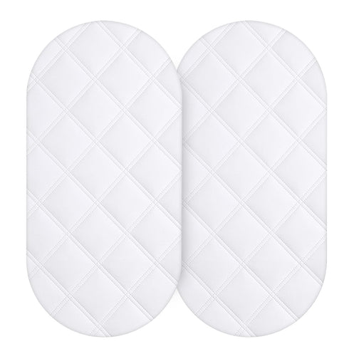 Yoofoss Waterproof Bassinet Mattress Pad Cover, 2 Pack, Baby Bassinet Mattress Protector for Boys and Girls, 32x16in