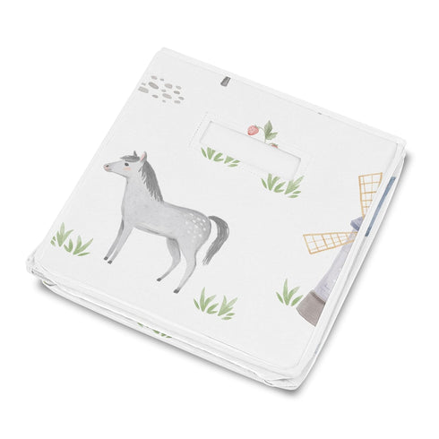 Sweet Jojo Designs Farm Animals Boy or Girl Small Fabric Toy Bin Storage Box Chest For Baby Nursery or Kids Room