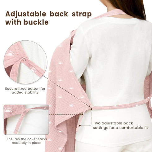 100% Konssy Muslin Nursing Cover for Baby Breastfeeding, Breathable Cotton Breastfeeding Cover with Rigid Hoop