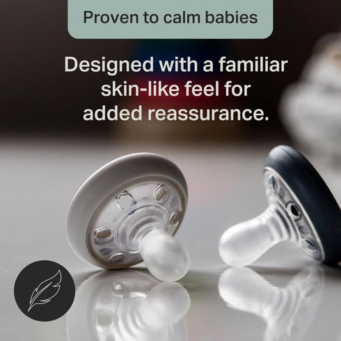 Tommee 0-6 Symmetrical Pack 4 Tippee Breast-Like Pacifier, Months, Design, Natural Breast-Like Baglet, BPA-Free