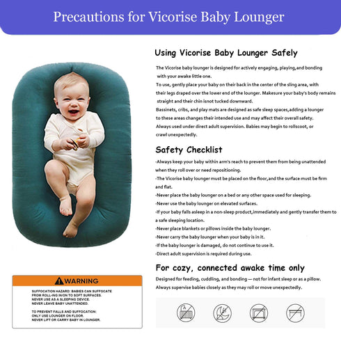 100% Mat,Tummy 0-24 Cotton Baby Lounger for Newborn,Baby Play Time Mat with Cover for Months Newborn Baby,Washable Play