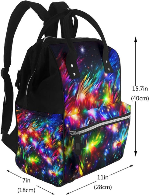 HCBPWVQA Backpack Daypacks Backpack Mommy Bright Beautiful Colorful Art Diaper Bag with Changing Pad and Pacifier