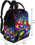 HCBPWVQA Backpack Daypacks Backpack Mommy Bright Beautiful Colorful Art Diaper Bag with Changing Pad and Pacifier