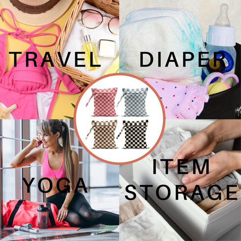 VBCVBGFH 4 Pack Cute Wet Bag Waterproof Washable Reusable Wet Dry Bag for Swimsuit Dirty Clothes Cloth Diaper Travel