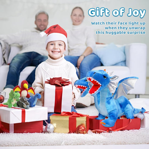 5 Set, Mommy 4 20 inch, Tezituor Double Headed Dragon Stuffed Animal with Wings, PCs Stuffed Dinosaur Plush Toys Dragon