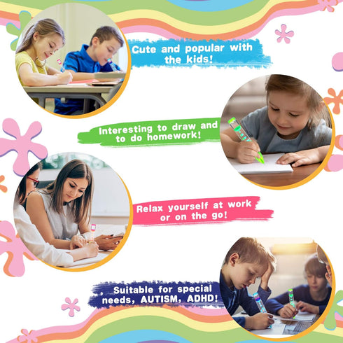 Liquid Timer Pen - Retractable Ballpoint with Colorful Bubbles & Droplets - Calming Fidget Writing Toy for Kids &