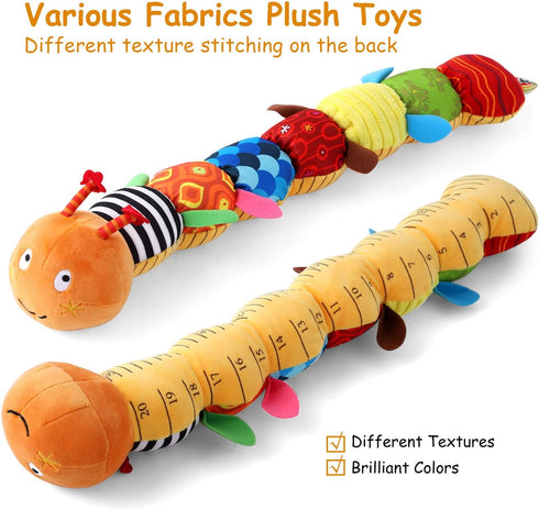 Baby Musical Worm Soft Infant Toy, 6 Different Sensory Stuffed Animals for Newborn Toy Tummy Time Gifts