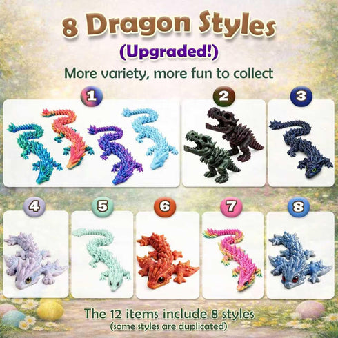 Rubypop 12Pack 3D 3D Printed Dragon Eggs with Dragon Inside, Fantasy Collectible Print Animals Toys Party Favor Gifts