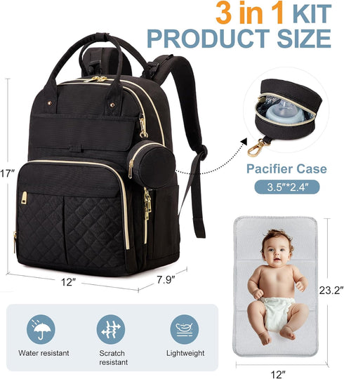 Backpack, Backpacks, MOONBABY Diaper Bag Baby Diaper Bags with Portable Changing Pad and Pacifier Case, Multifunctional